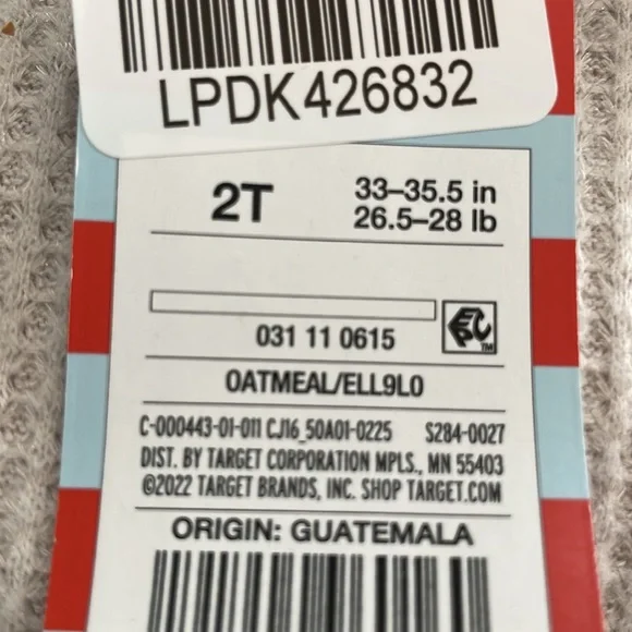 Cat & Jack Toddler Girls Waffle Knit Oatmeal Shirt 2T - Picture 4 of 4